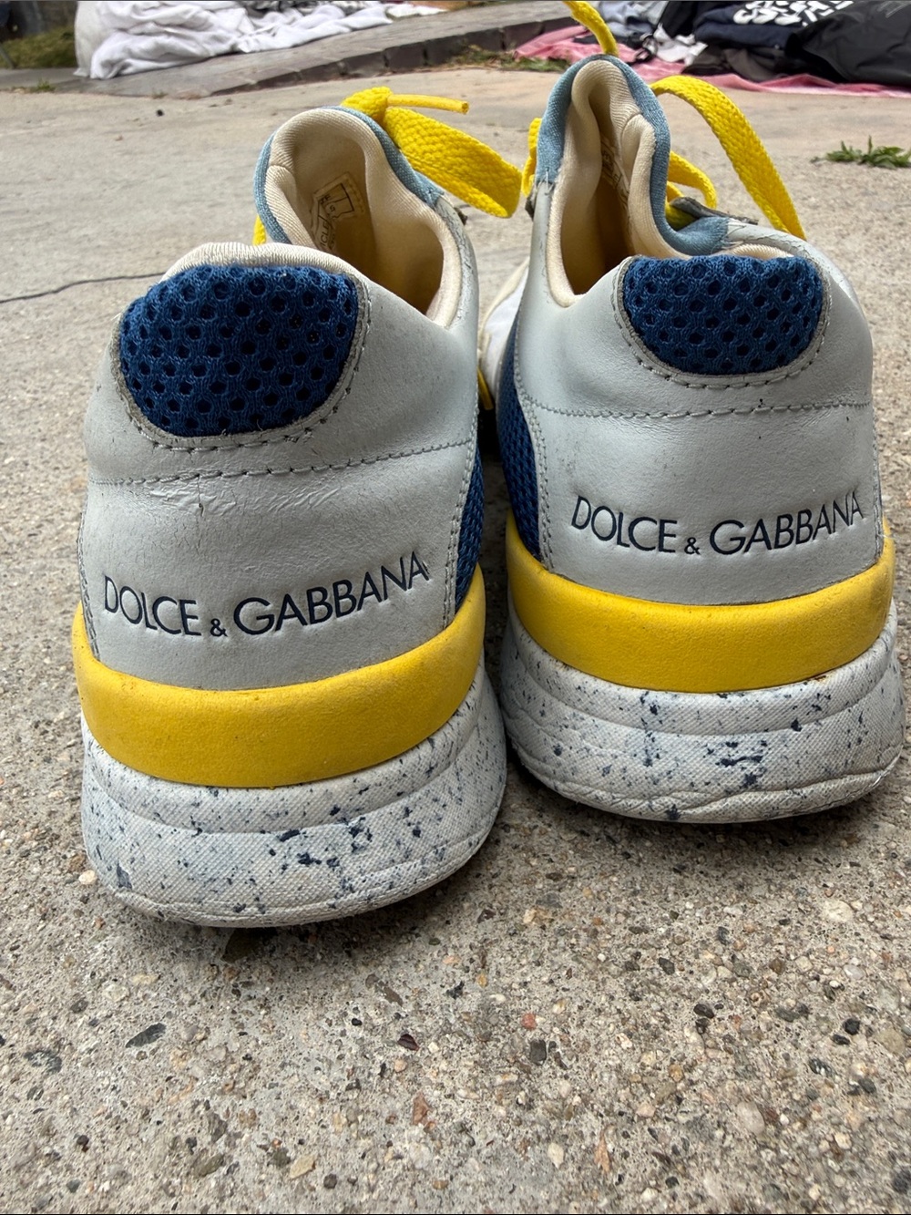 Dolce & Gabbana Kids White, Yellow and Blue Sneakers